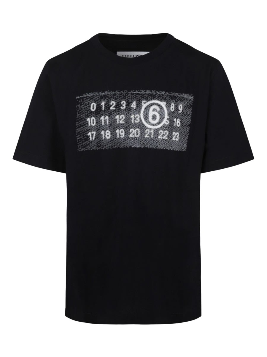 Mm6 Maison Margiela Logo Short-sleeved T-shirt In Black