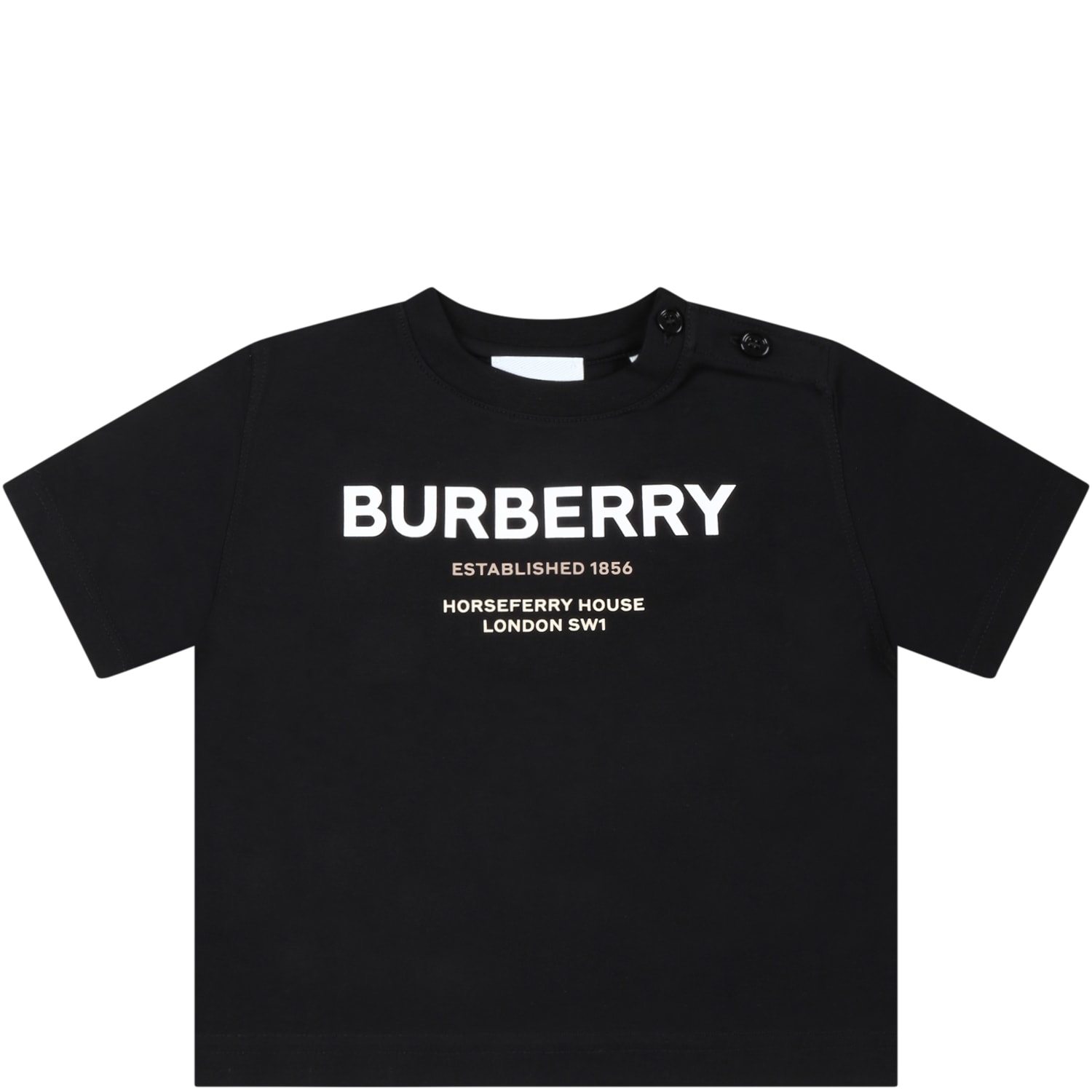 Burberry Black T-shirt For Babies With White Logo