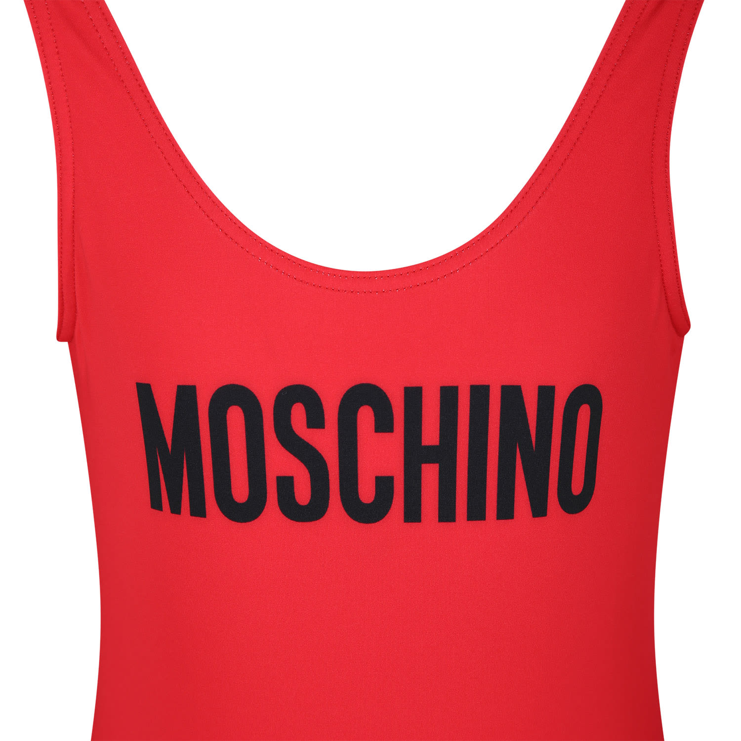 Shop Moschino Red One-piece Swimsuit For Girl With Logo