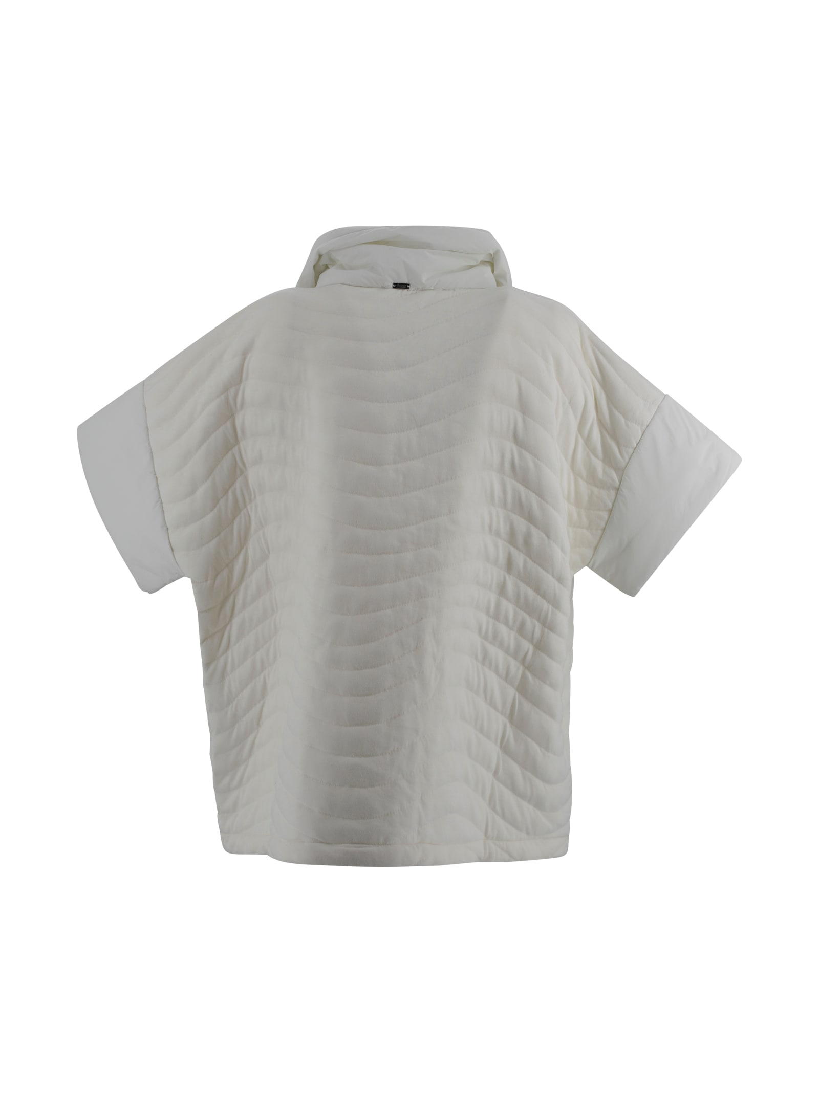 Herno Short-sleeved Padded Poncho In Gray