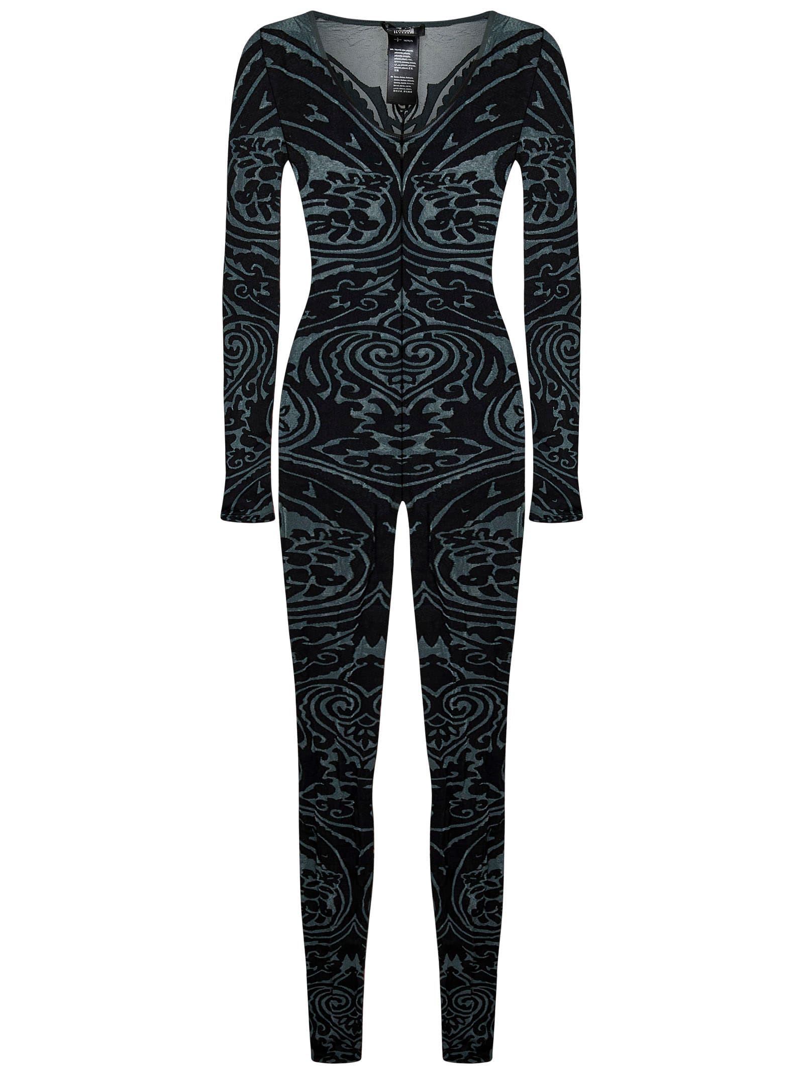 Shop Wolford X Etro Paisley Tattoo Jumpsuit In Grey