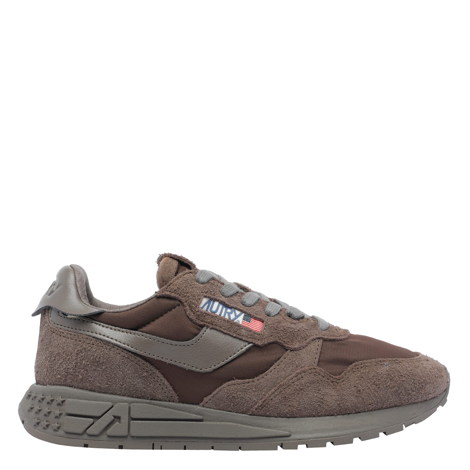 Autry Reelwind Low Nylon And Suede Sneakers Morel In Brown