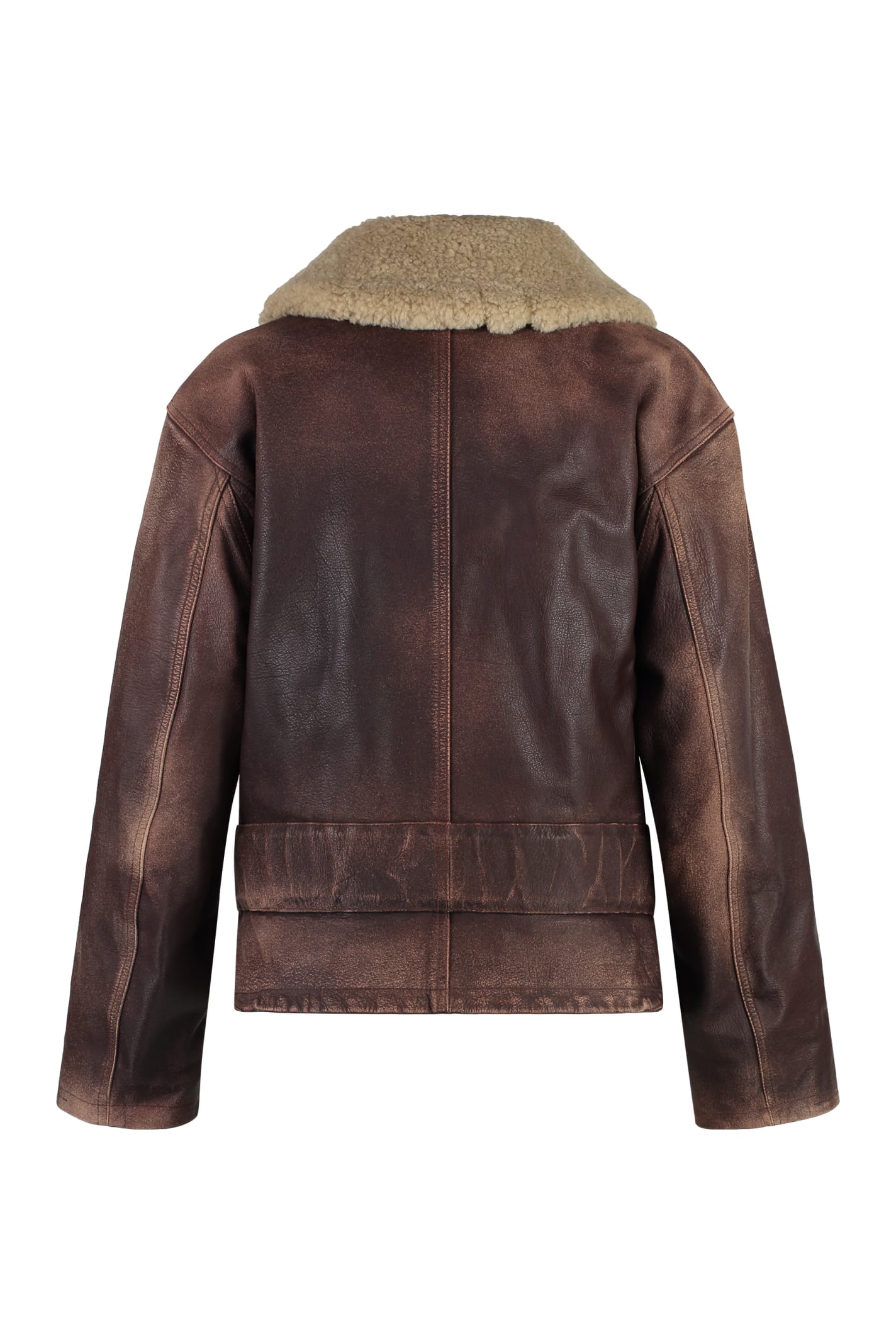 Shop Golden Goose Ilaria Leather Jacket In Brown