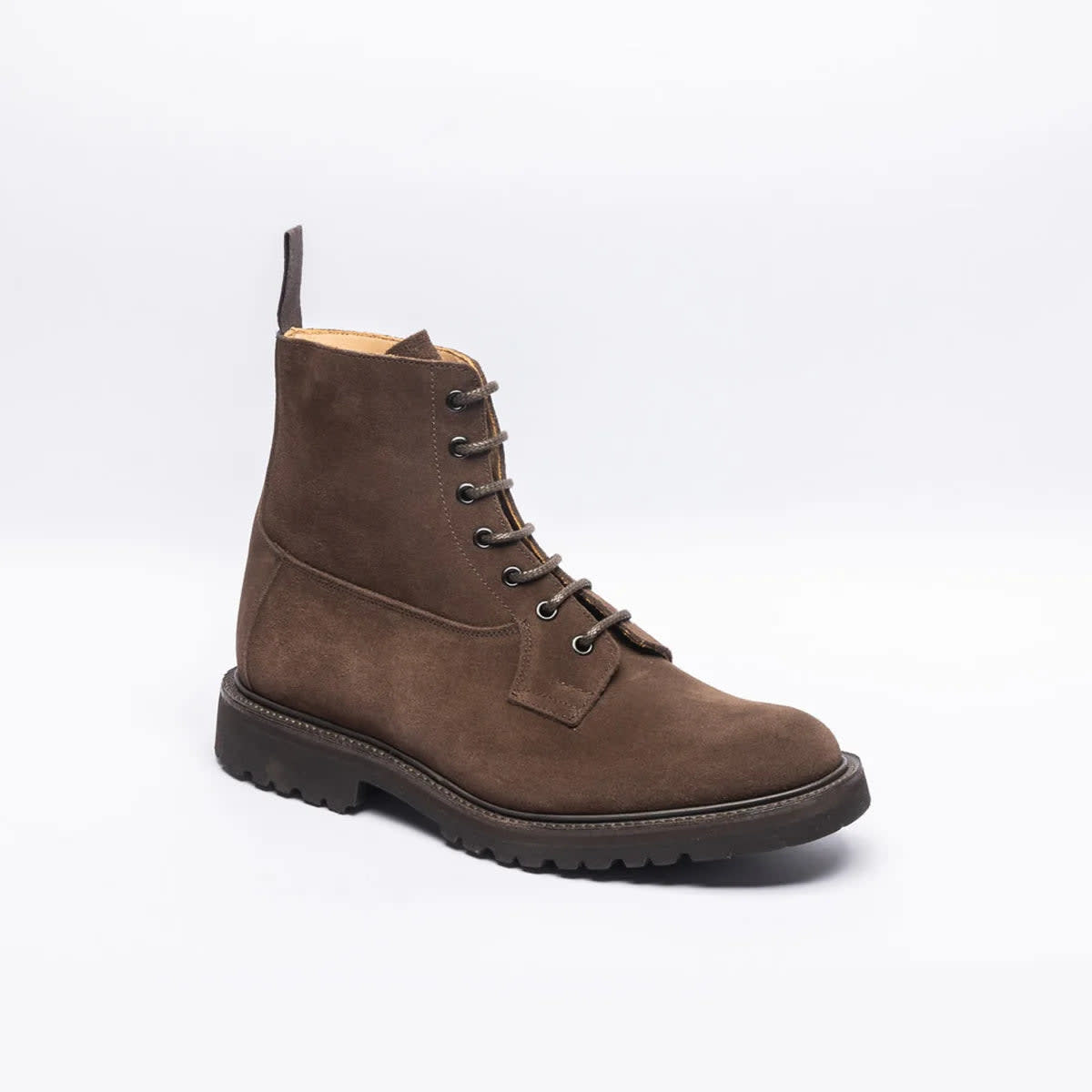 Tricker's Burford Brown Suede Lace-up Boot Vibram Sole In Marrone
