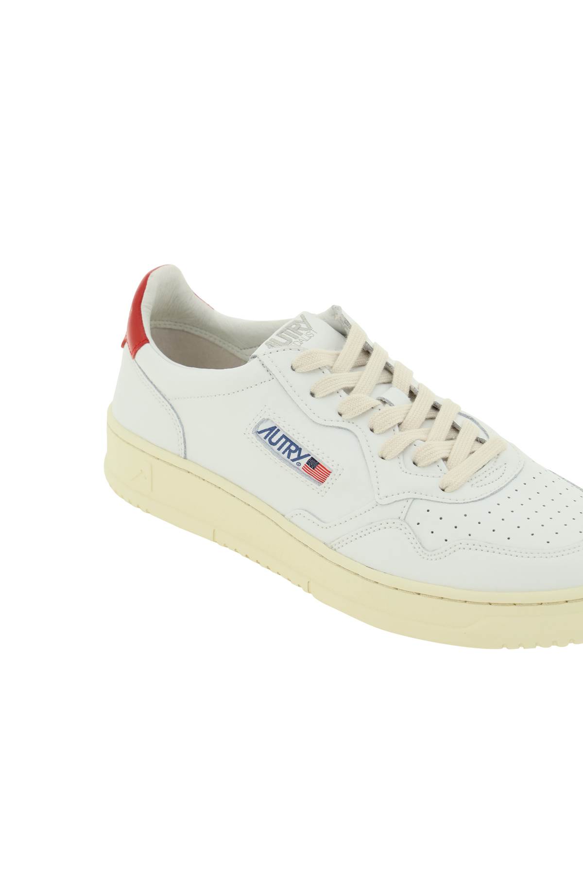 Autry Medalist Low Sneakers In White And Sandstorm Leather In White