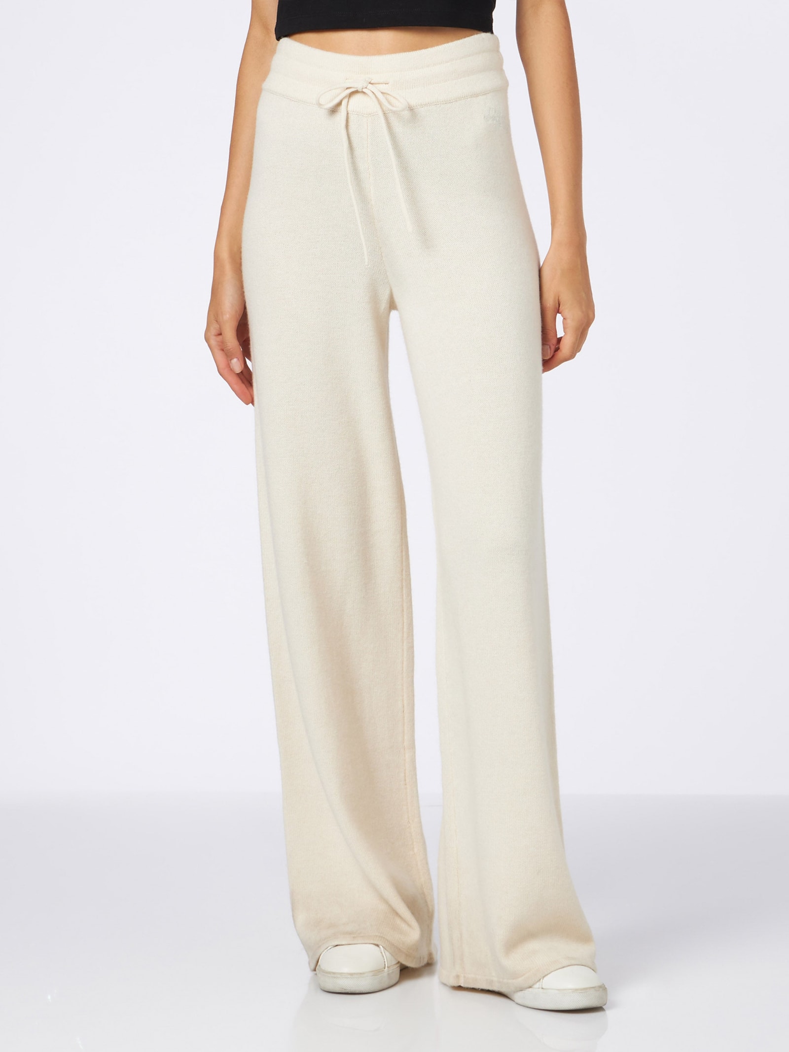 MC2 SAINT BARTH WOMAN OFF-WHITE CASHMERE BLEND PALAZZO PANTS 