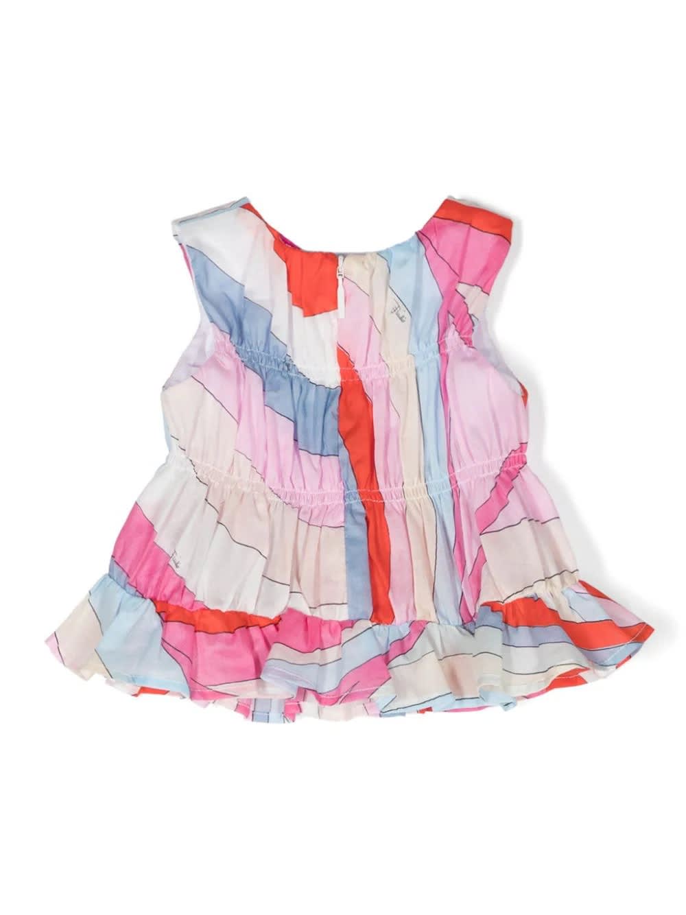 Pucci Babies' Sleeveless Top With Light Blue/multicolour Iride Print