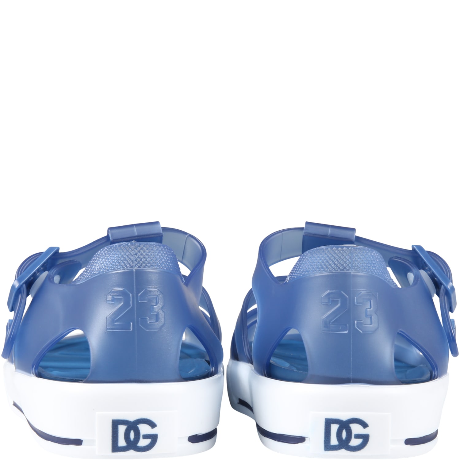 Shop Dolce & Gabbana Blue Sandals For Kids With Logo