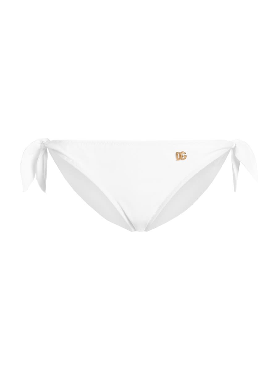 Dolce & Gabbana Bikini Briefs With Playful Bow Accents In White