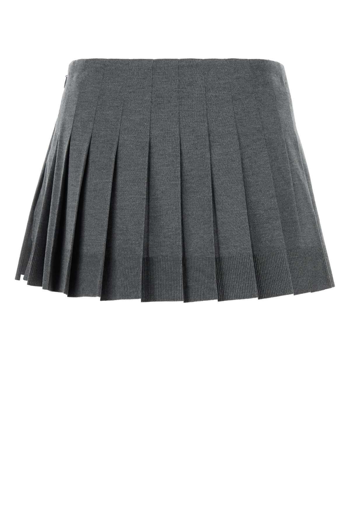 MIU MIU DARK GREY SILK BLEND MINI SKIRT