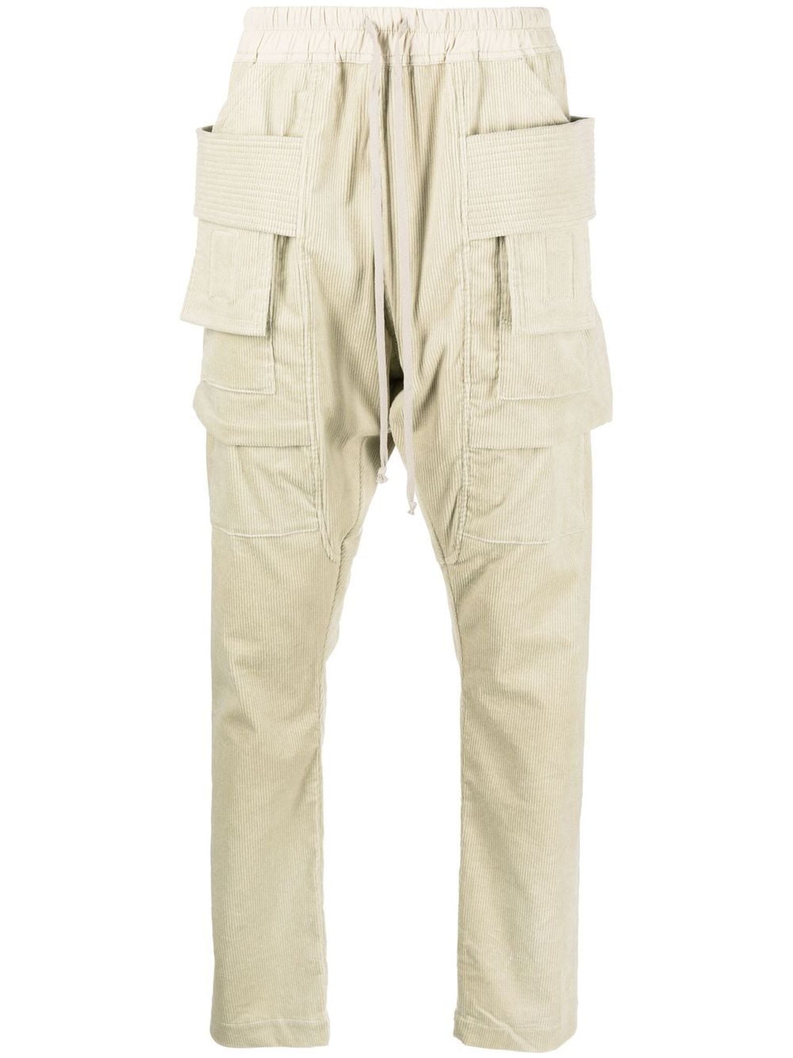 DRKSHDW Pearl White Stretch-cotton Cargo Trousers