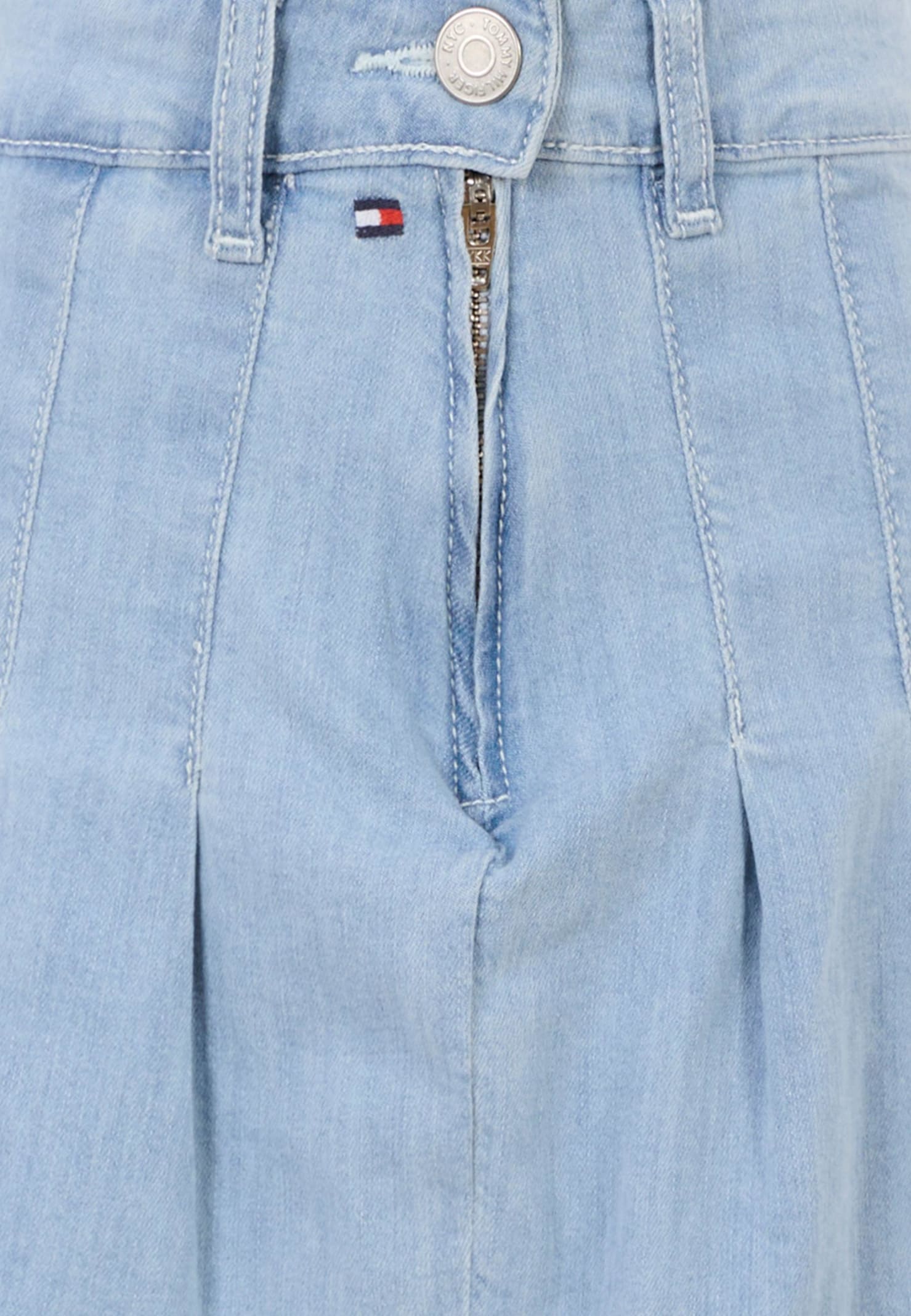 Tommy Hilfiger Light Blue Skirt For Girl With Flag In Blue