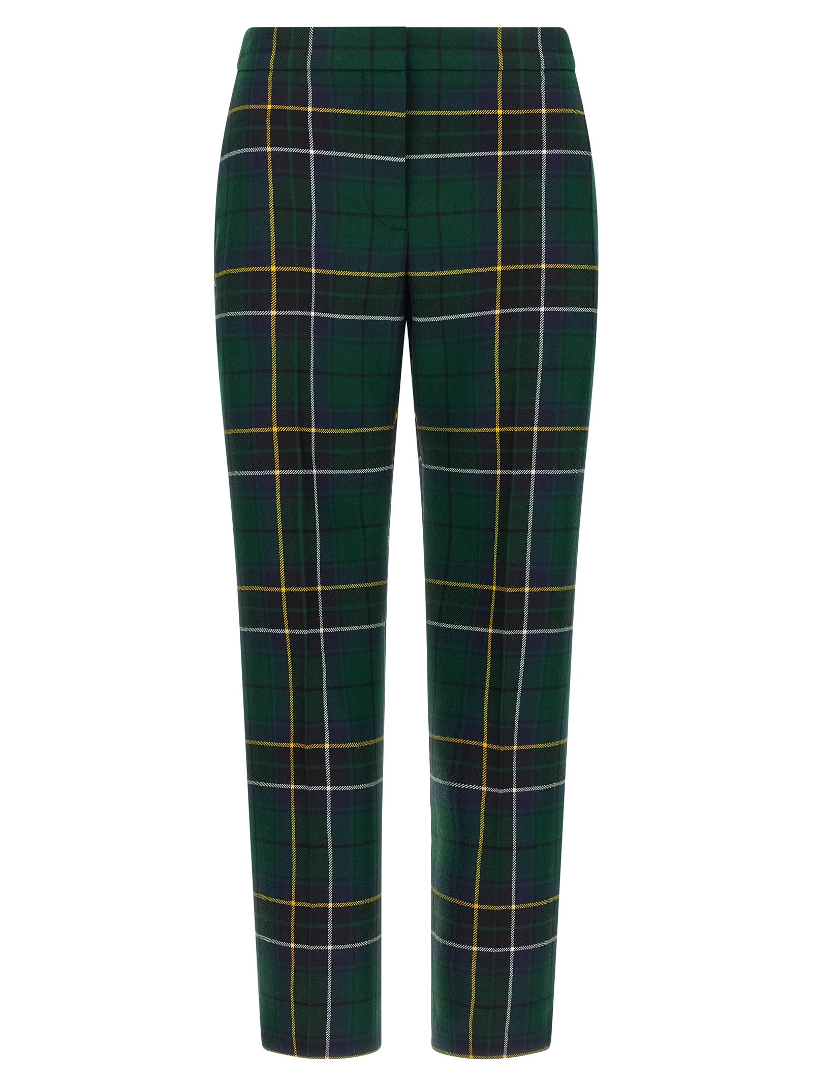 Alexander Mcqueen Wool Tartan Cigarette Trousers In Green