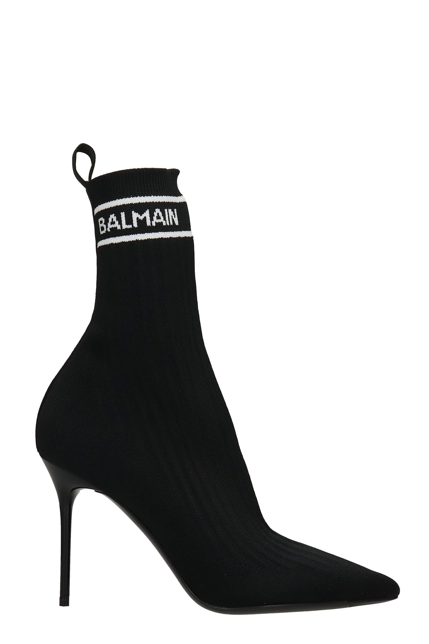 Balmain High Heels Ankle Boots In Black Viscose
