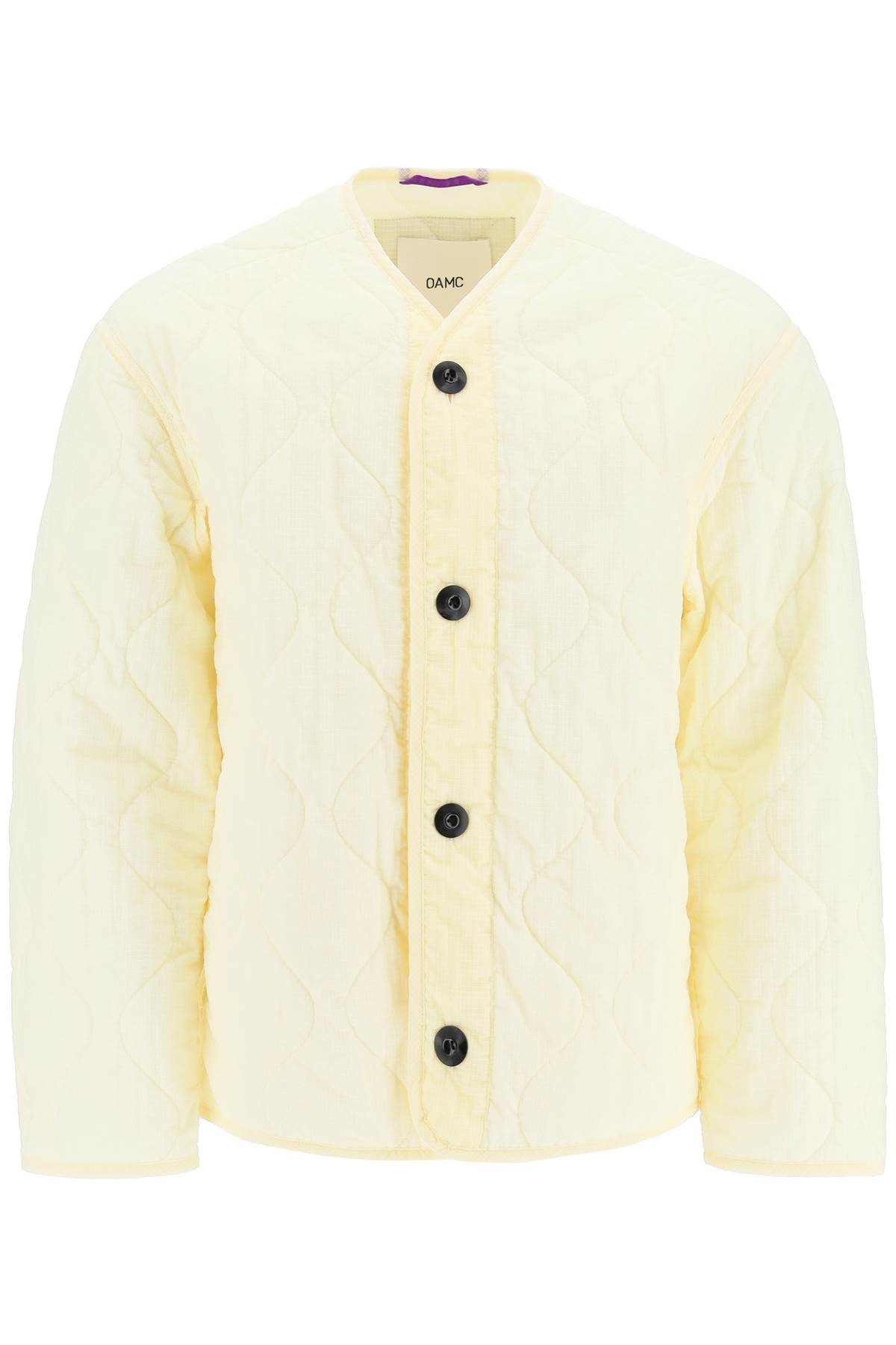 Shop Oamc Combat Liner Quilted Ripstop Jacket In Pollen (white)