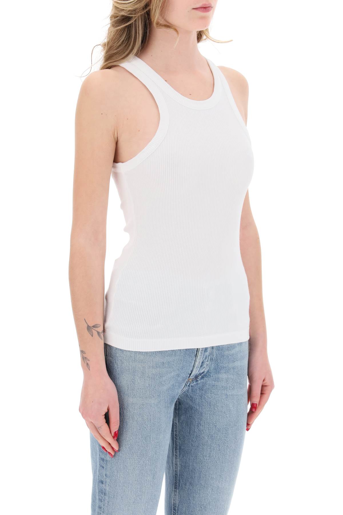 Shop Agolde Ribbed Sleeveless Top B In White (white)