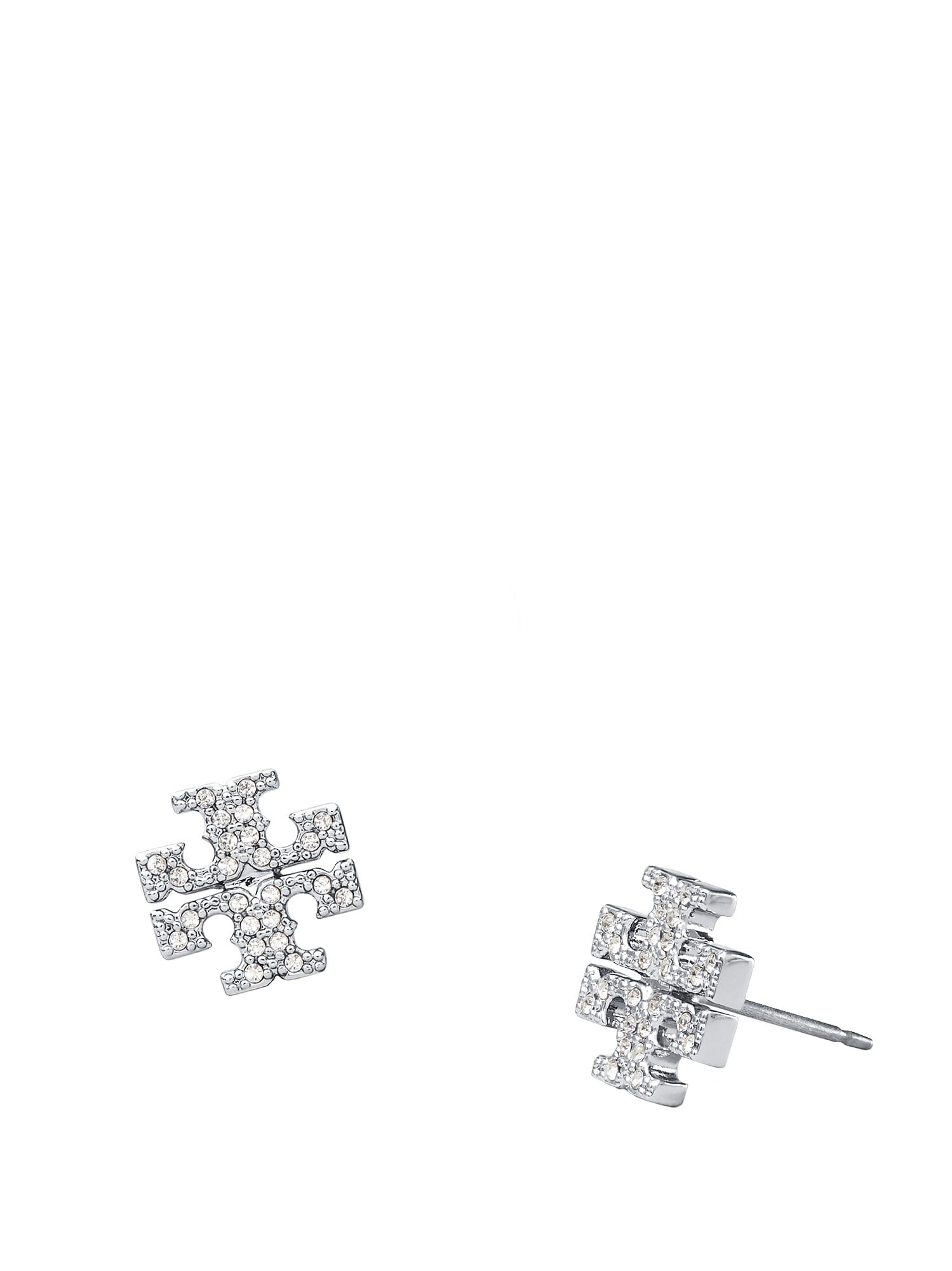Shop Tory Burch Earrings In Tory Silver/crystal