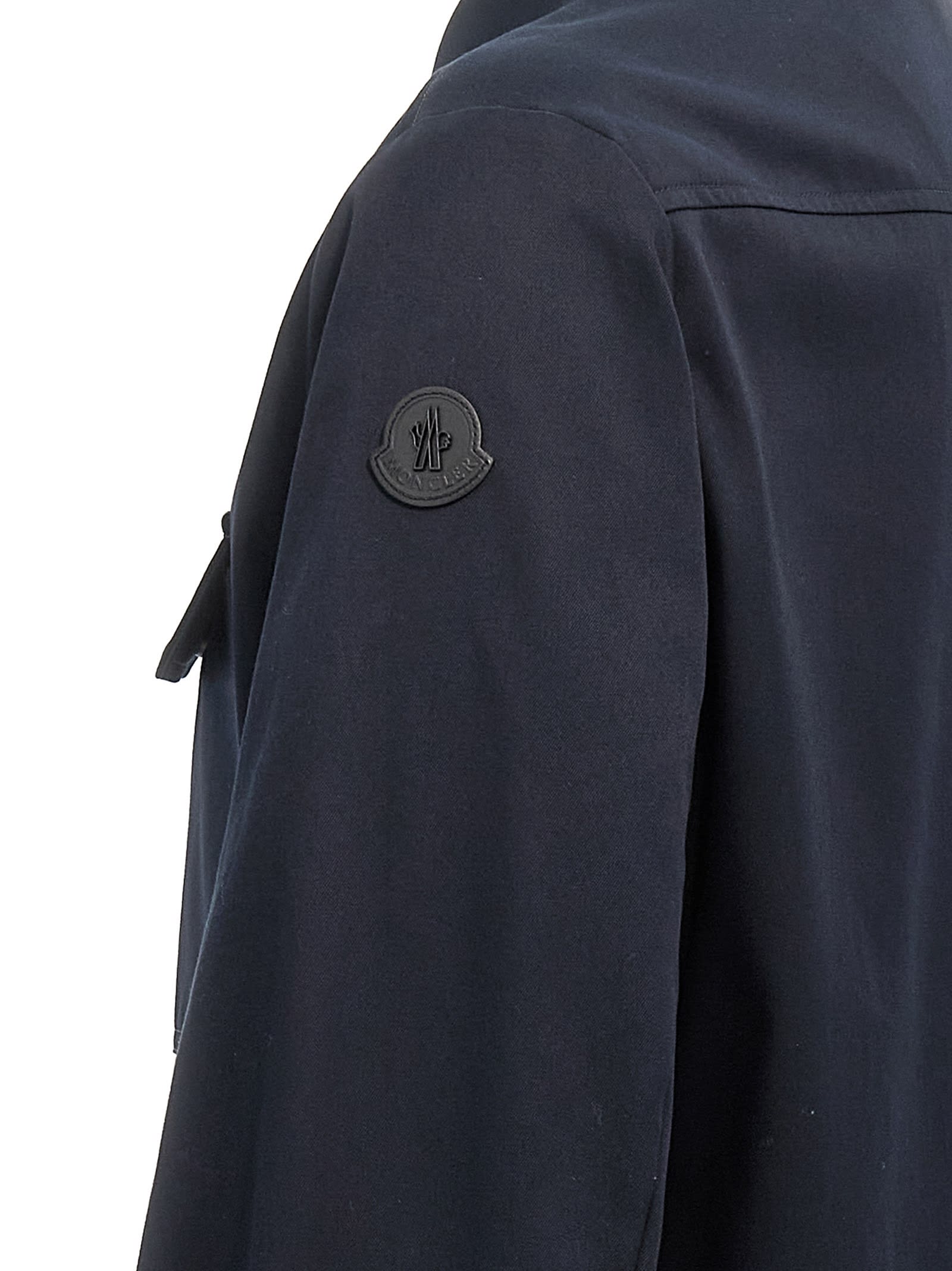 Shop Moncler Cotton Crêpe Shirt In Blue