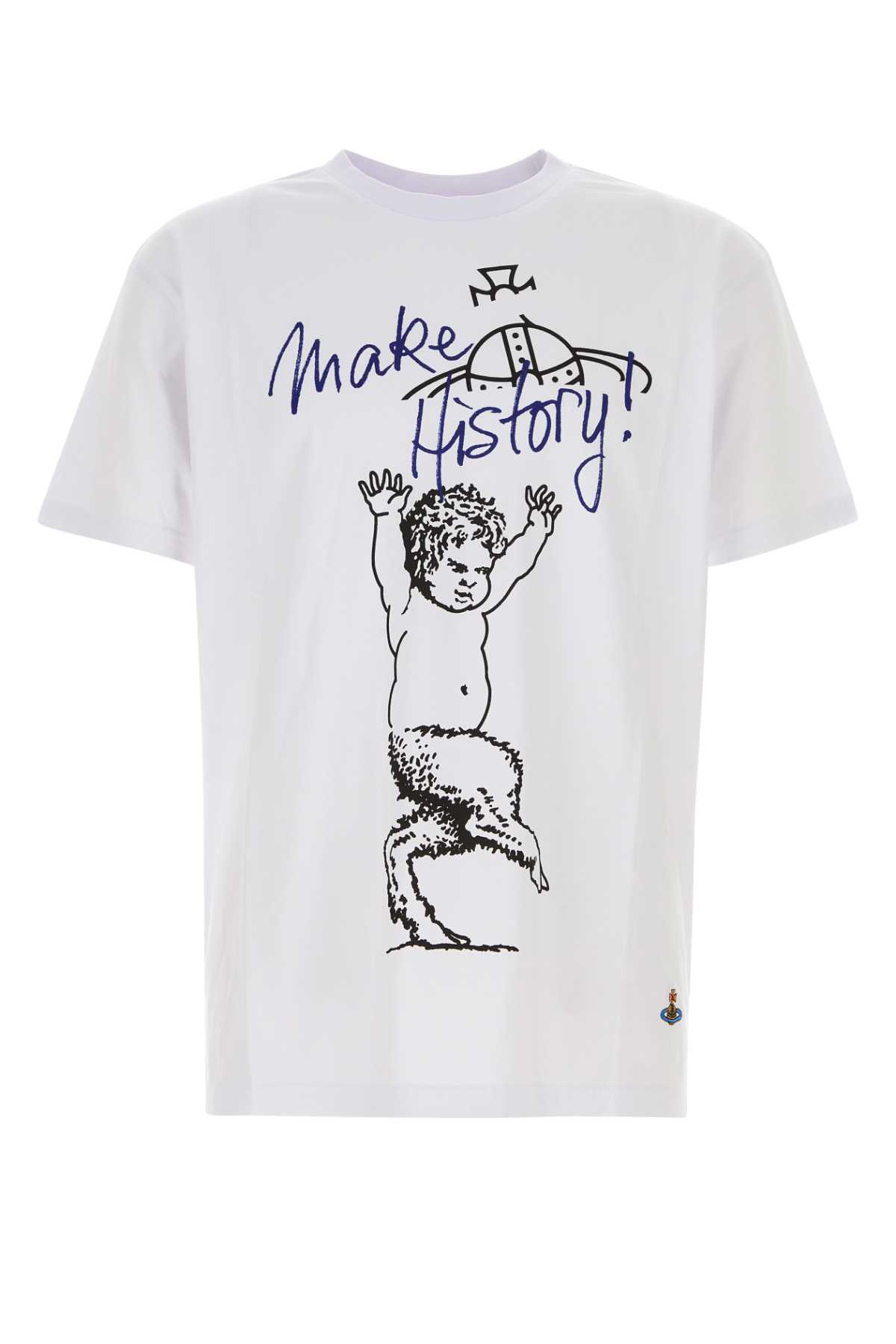 Vivienne Westwood Cotton Crew Neck T-shirt With Graphic Print In White