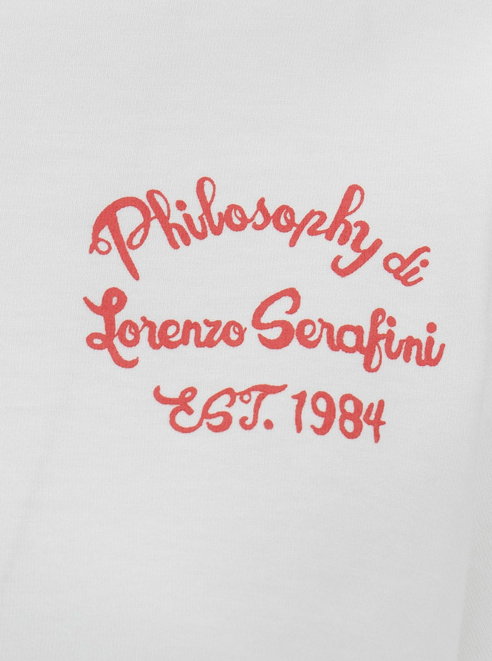 Shop Philosophy Di Lorenzo Serafini White Crop T-shirt With Front And Rear Logo Print In Cotton Woman
