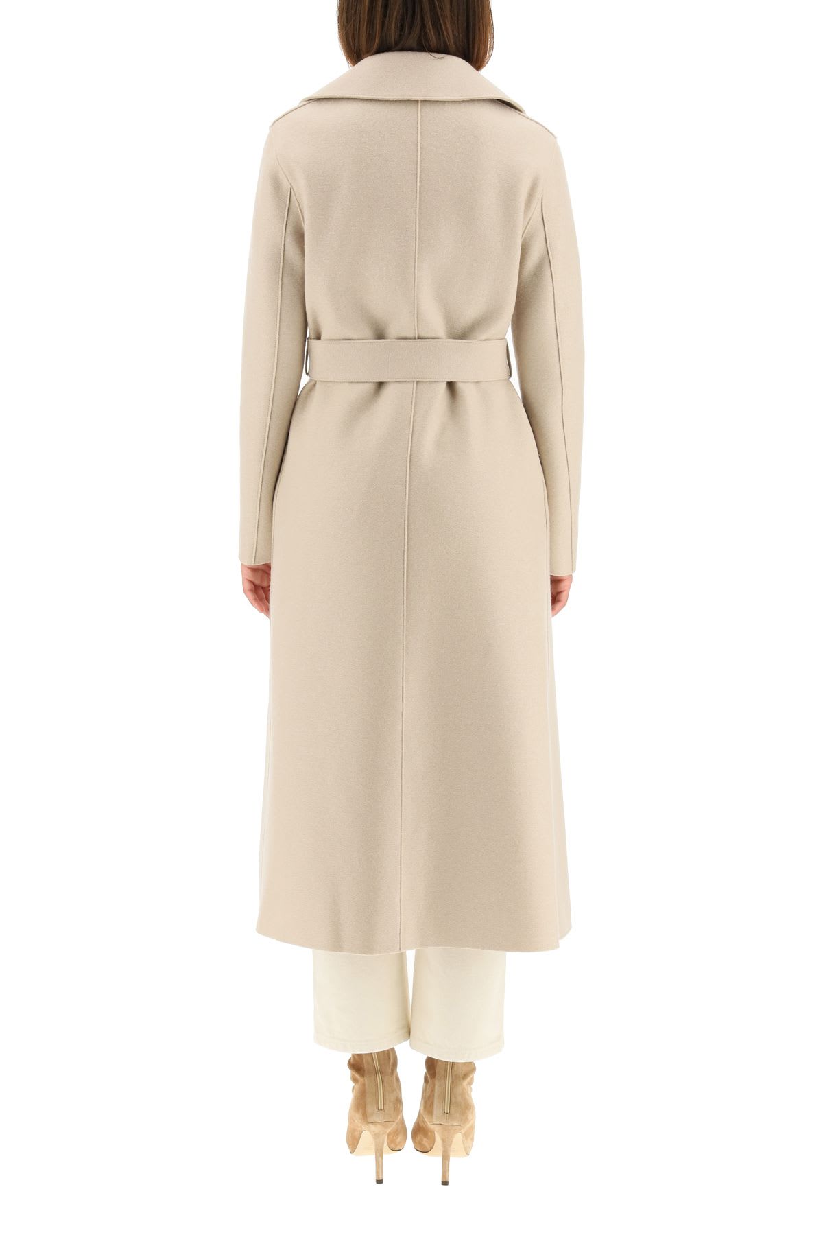 Shop Harris Wharf London Long Coat In Pressed Wool In Neutrals