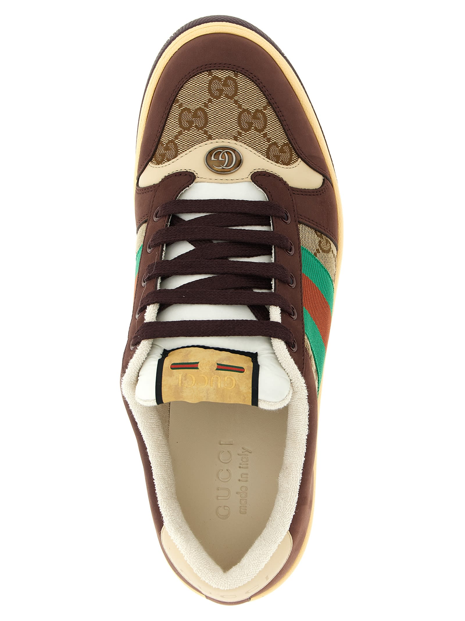 Gucci Men Gg Fabric Leather Sneakers In Multi