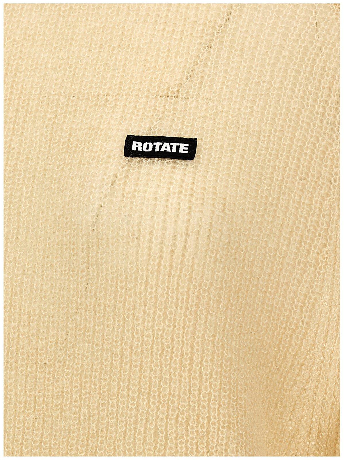 Shop Rotate Birger Christensen Logo-tag Crewneck Knitted Jumper In Beige