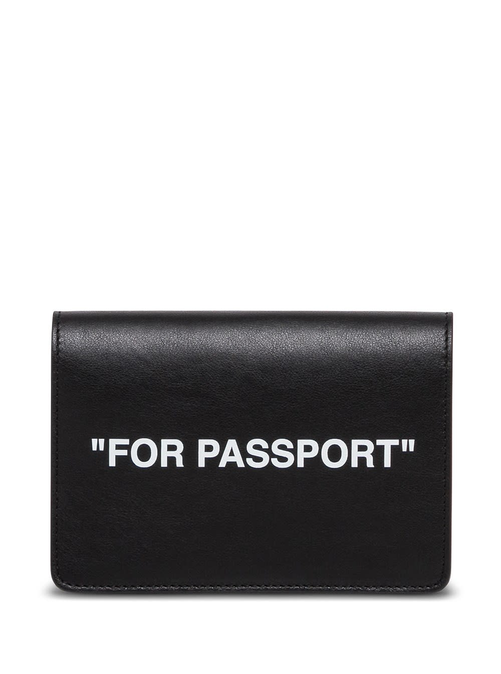 Off-White Black Leather Card Holder With Print
