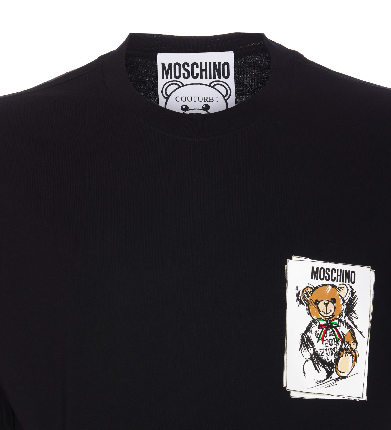 Shop Moschino Drawn Teddy Bear T-shirt In Black