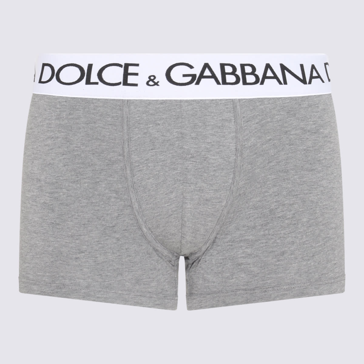 Shop Dolce & Gabbana Grey Cotton Blend Boxers In Melange Grigio
