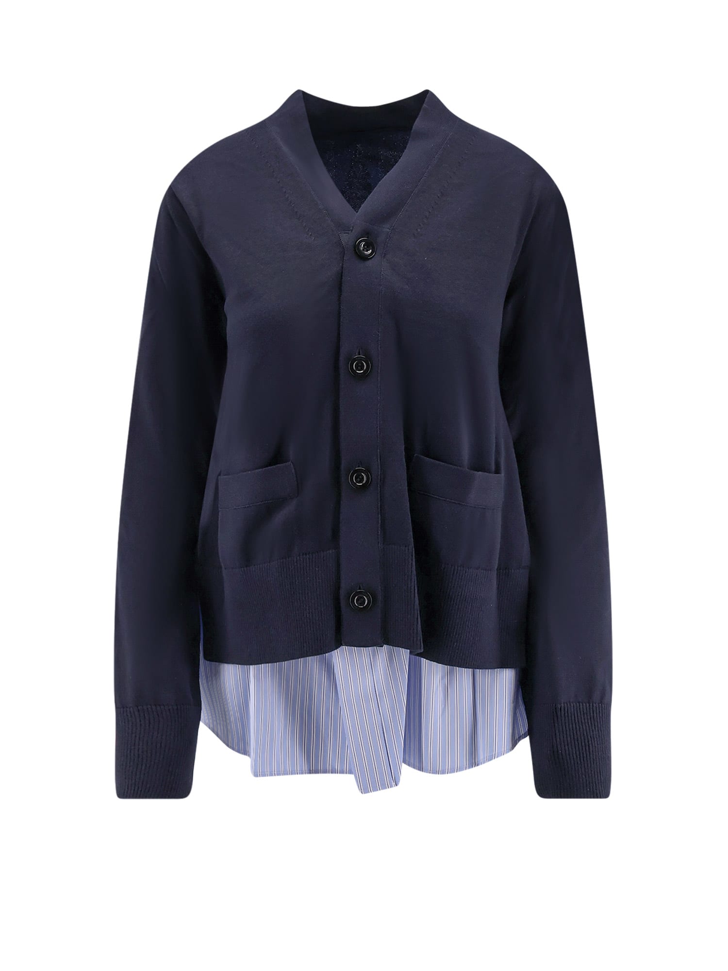 Sacai Cotton Cardigan With Mesh Inserts