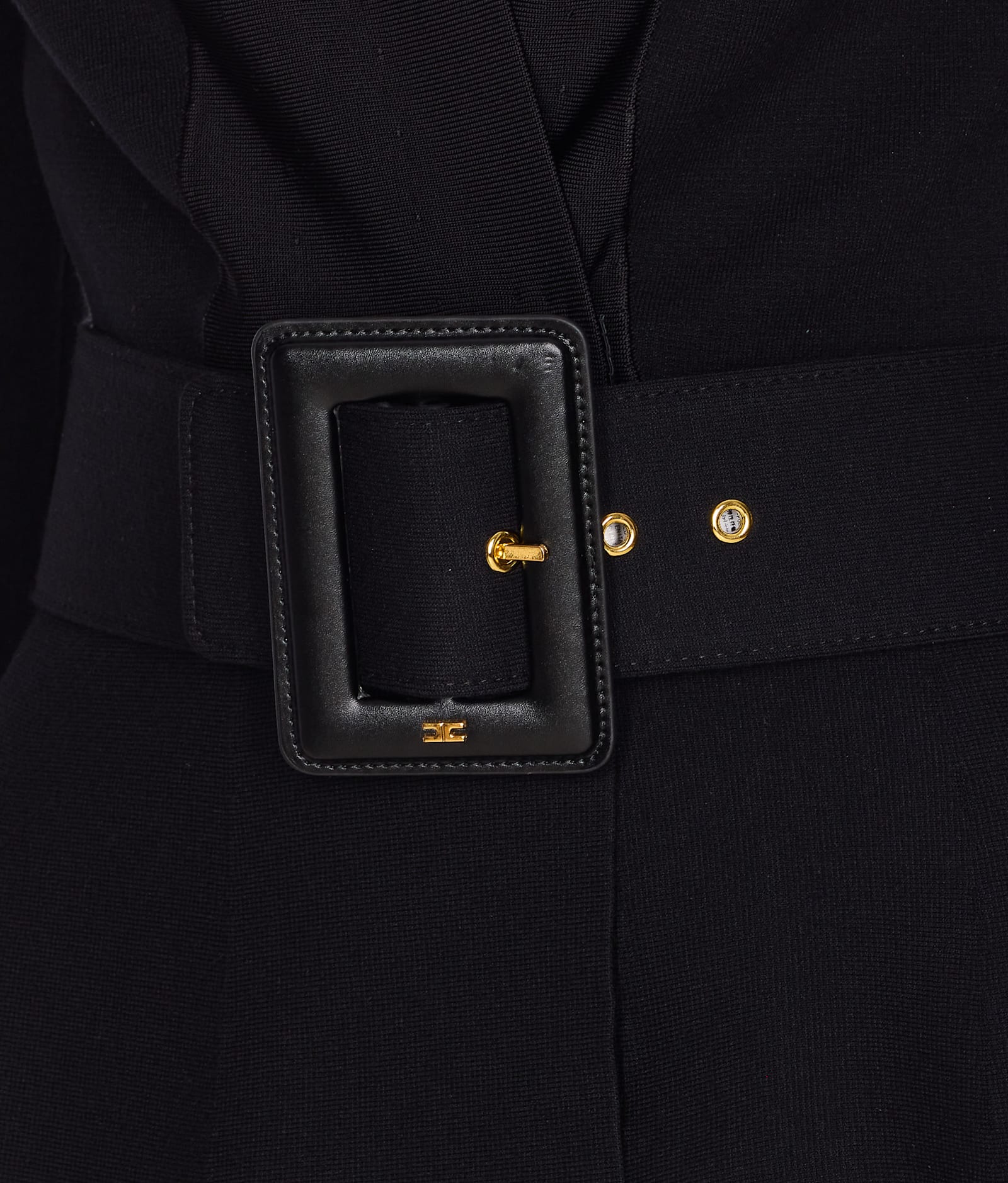 Elisabetta Franchi Black Belted Knitted Jacket In Black