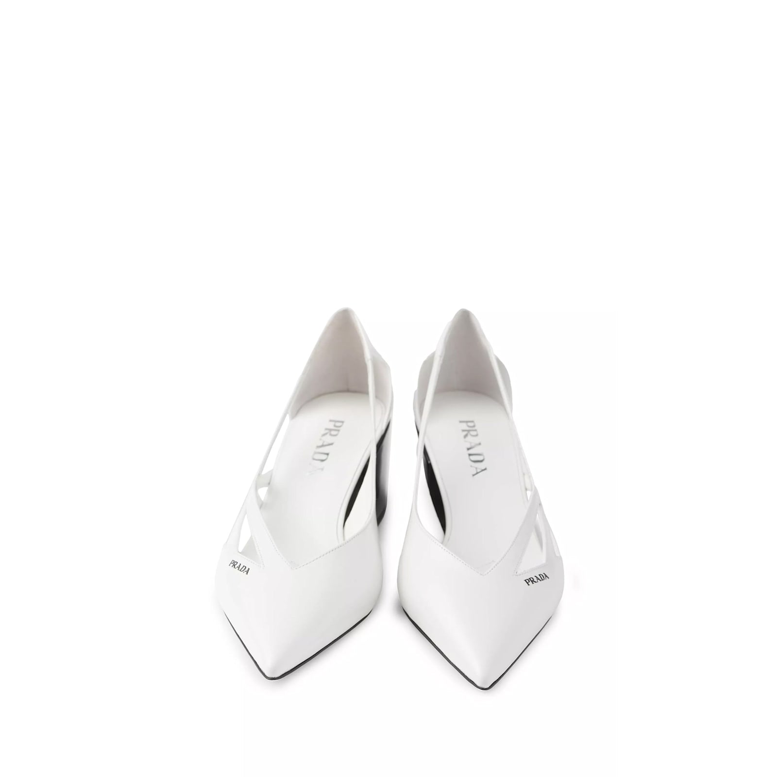 Prada 55 Leather Pumps In White