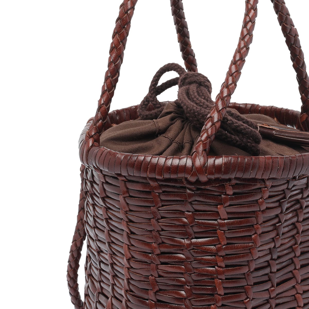 Dragon Diffusion Woven Texture Shoulder Bag With Dual Handles In Brown