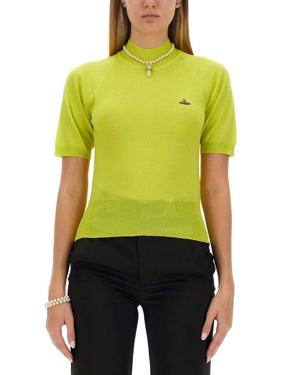 Vivienne Westwood Fitted Turtleneck Sweater In Lime Green In Yellow