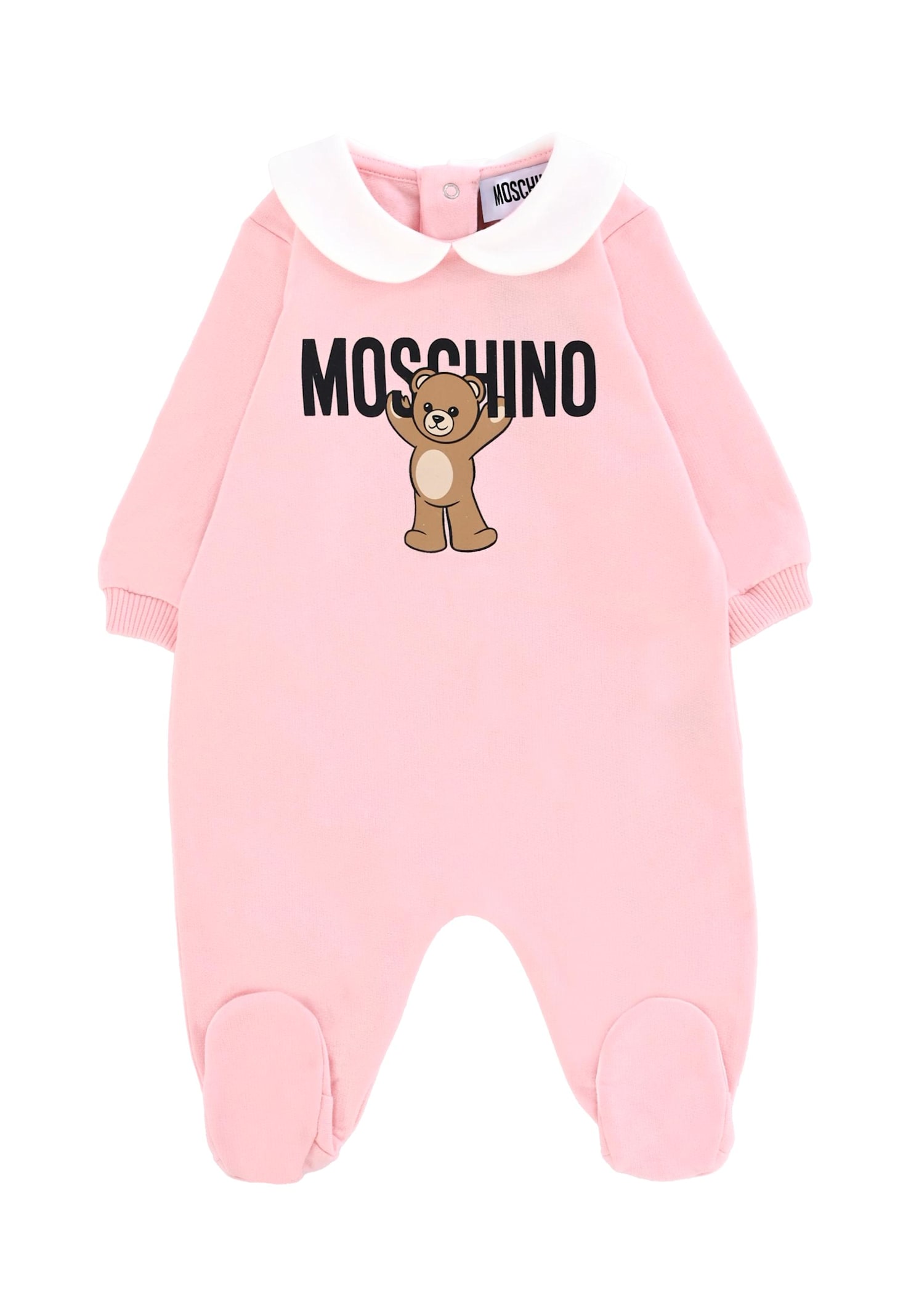 Moschino Pink Babygrow For Baby Girl With Teddy Bear In Pink