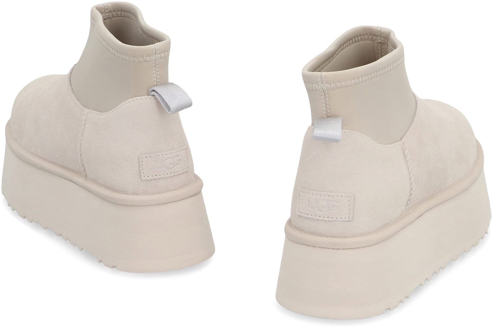 Ugg Classic Mini Dipper Puffer Suede Ankle Boots In White