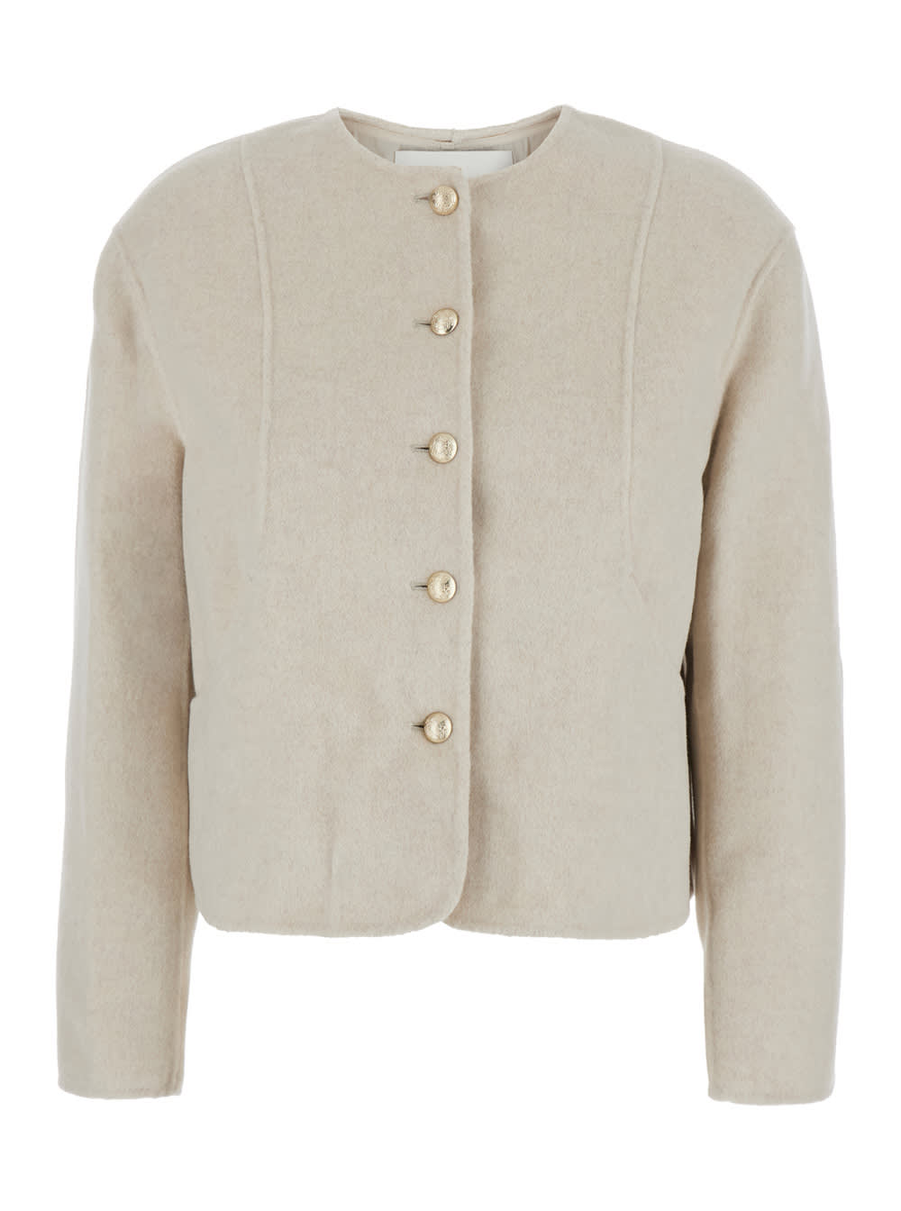 Shop Dunst Handmade Cashmere Collarless Jacket In White