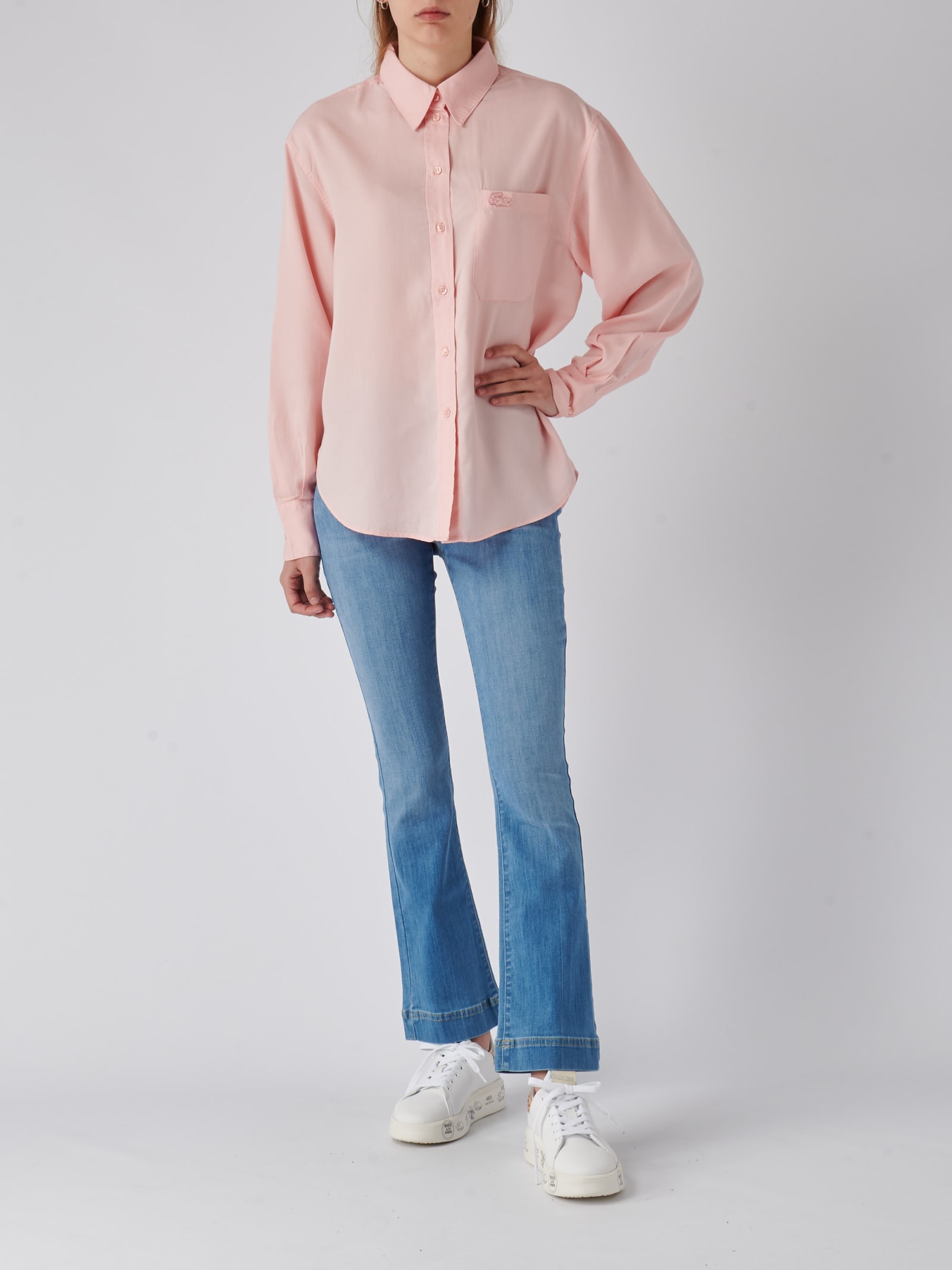 Shop Lacoste Lyocell Shirt In Rosa