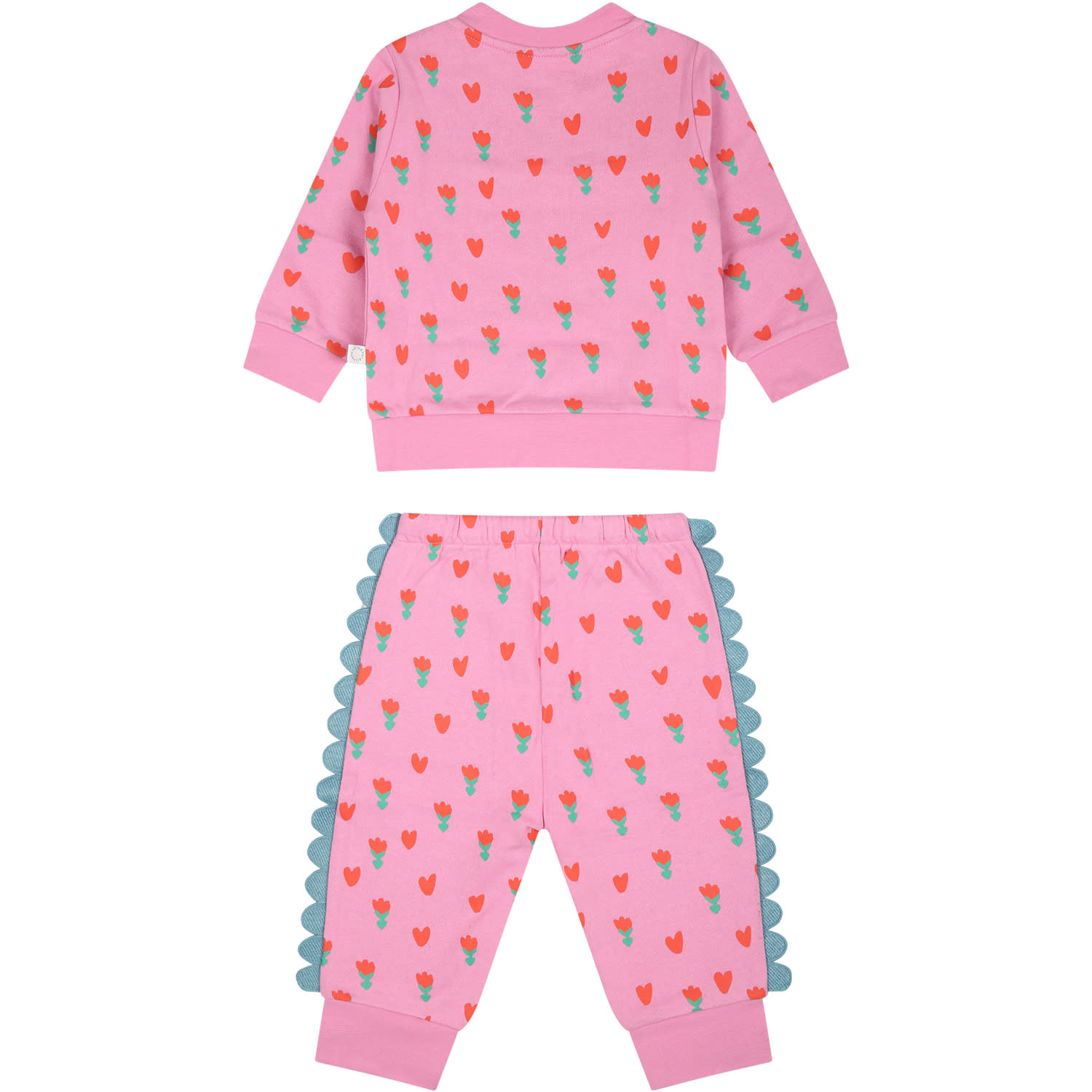 Shop Stella Mccartney Pink Tracksuit For Baby Girl With Poppies And Hearts