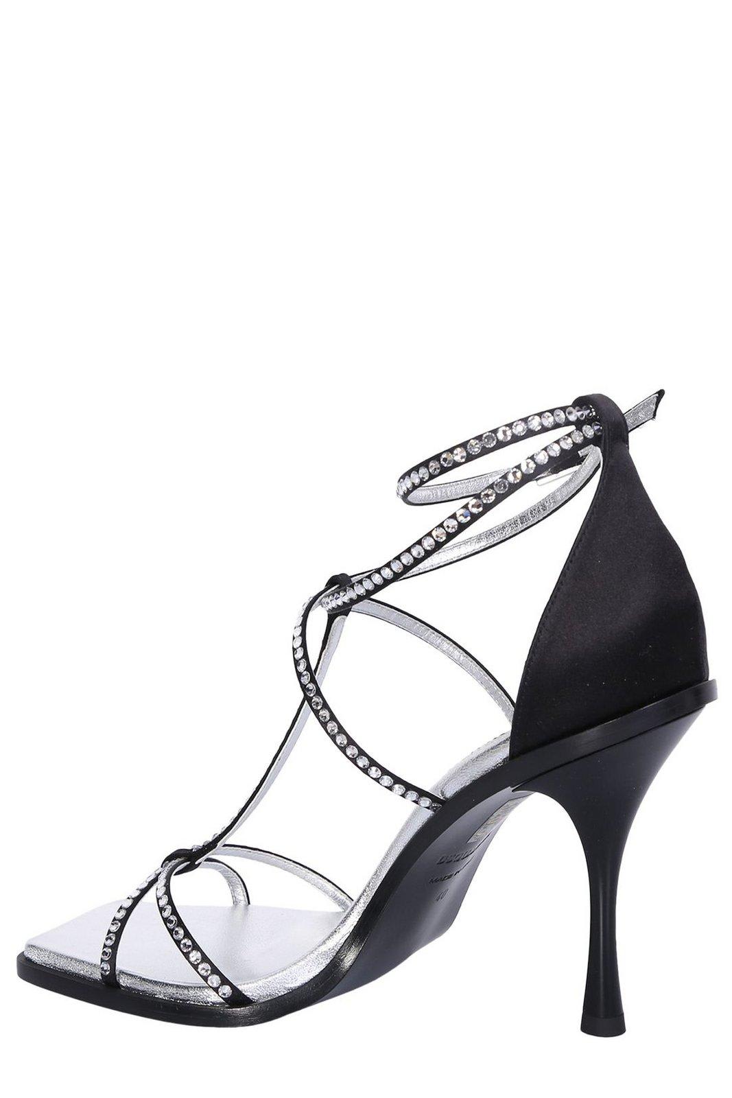 Shop Dsquared2 Embellished Open Toe Sandals In Black/silver