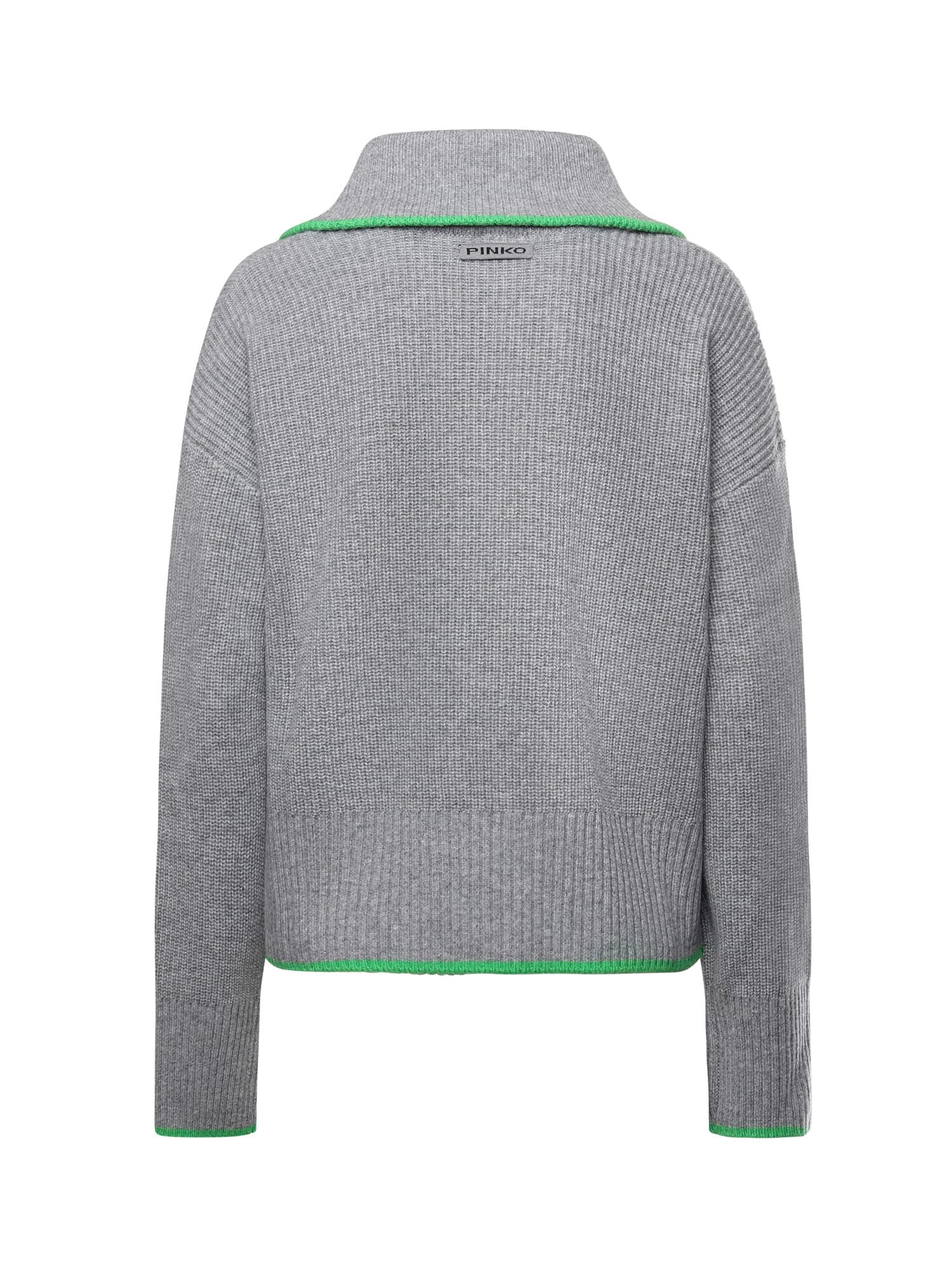 Pinko Wool And Cashmere Zip-up Sweater In Gray
