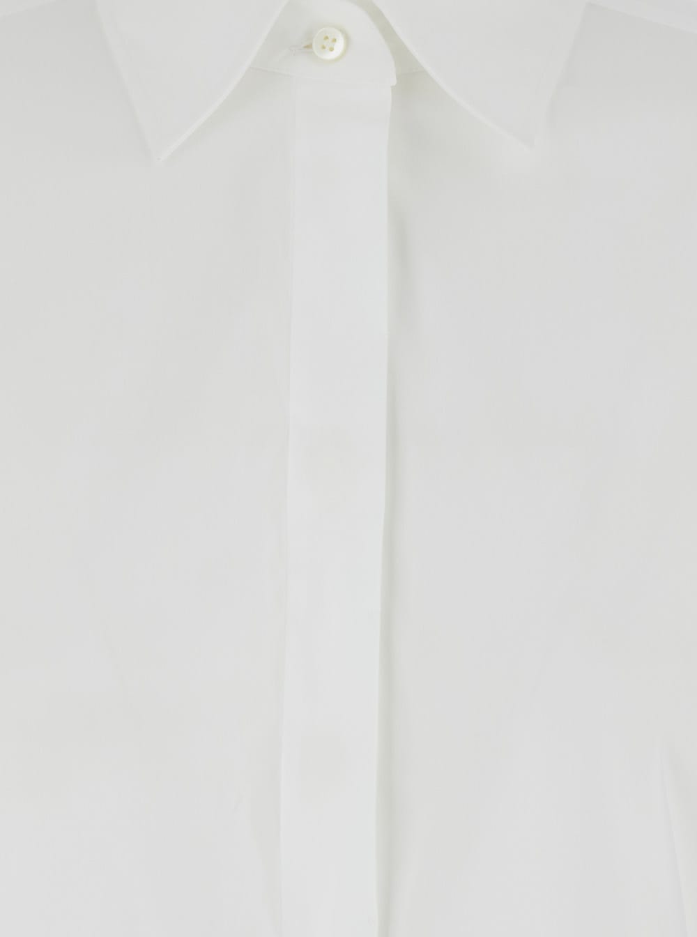 Shop Brunello Cucinelli White Shirt With Pointed Collar In Cotton Blend Woman