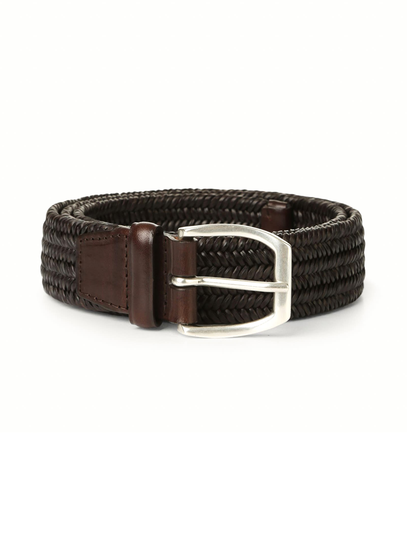 Shop Orciani Wide Braided Leather Belt In Brown