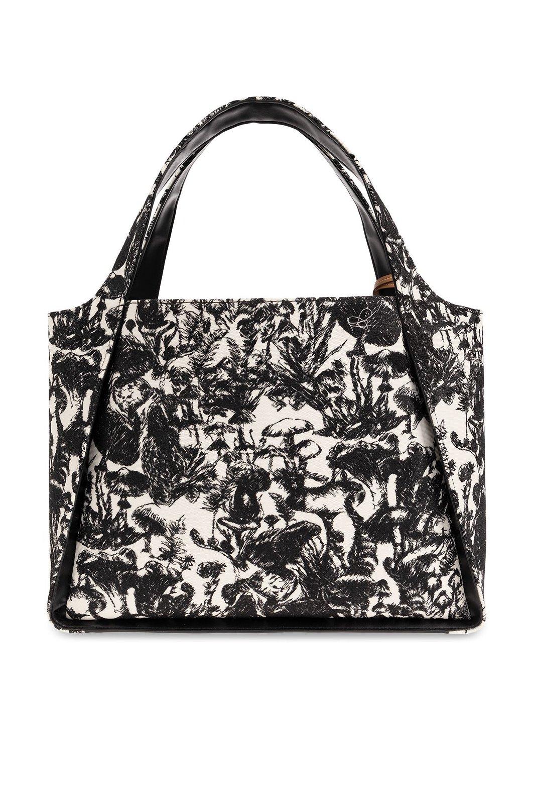 Shop Stella Mccartney Logo-embroidered Graphic Printed Tote Bag In Black