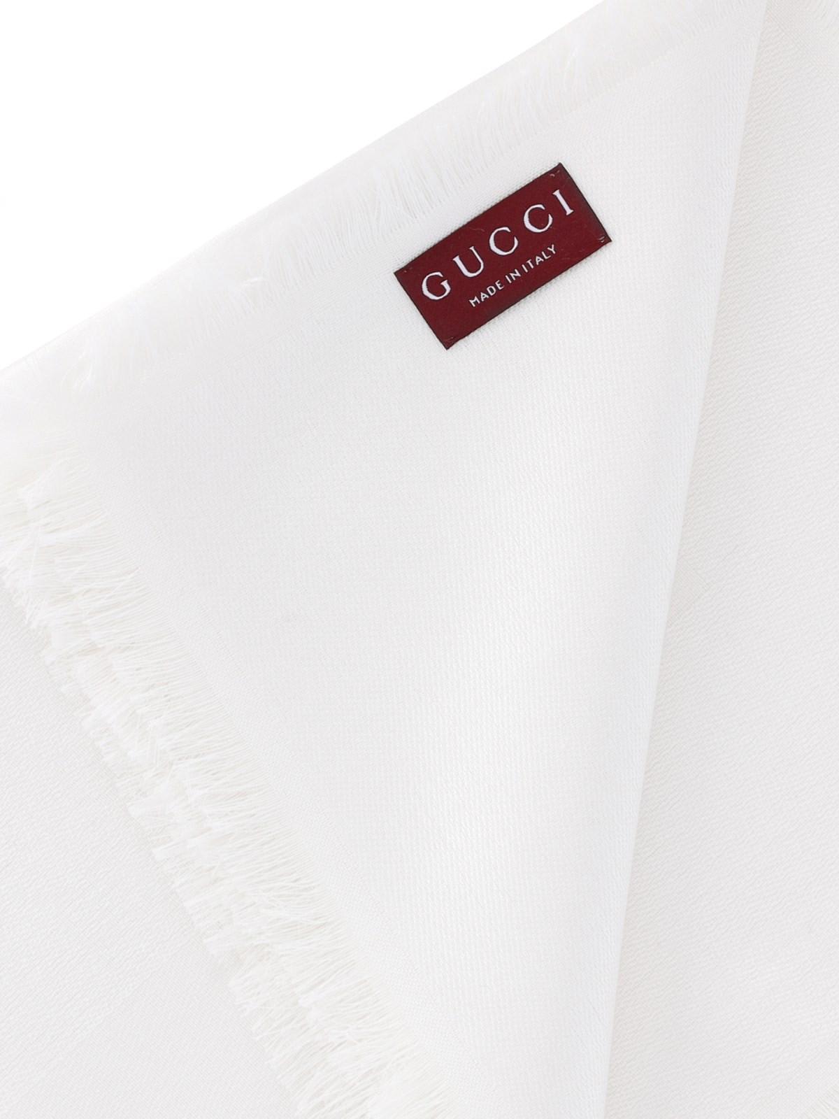 Shop Gucci Gg Silk And Cotton Shawl In White