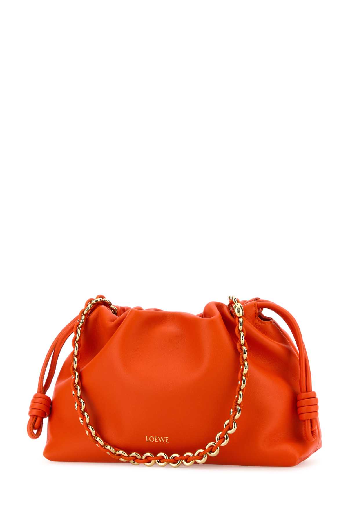 Shop Loewe Fluo Orange Nappa Leather Medium Flamenco Clutch In Vividorange