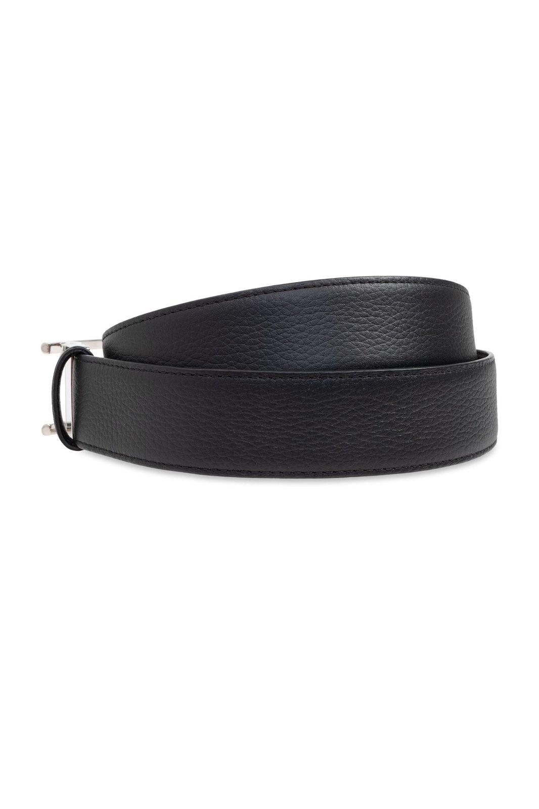 Brioni Signature Buckle Dress Belt In Black