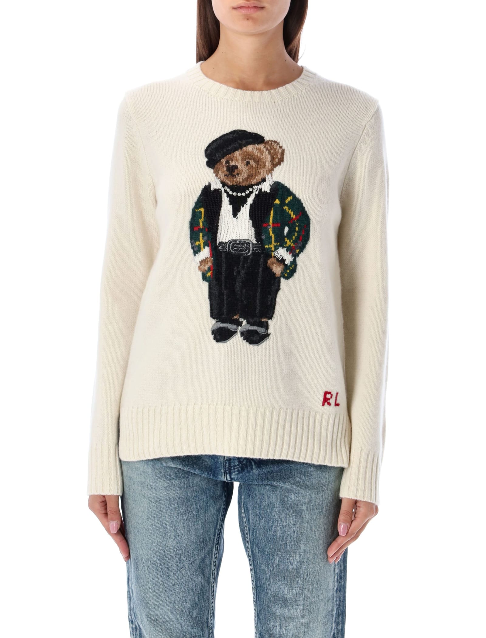 Polo Ralph Lauren Intarsia Bear Sweater With Rhinestones