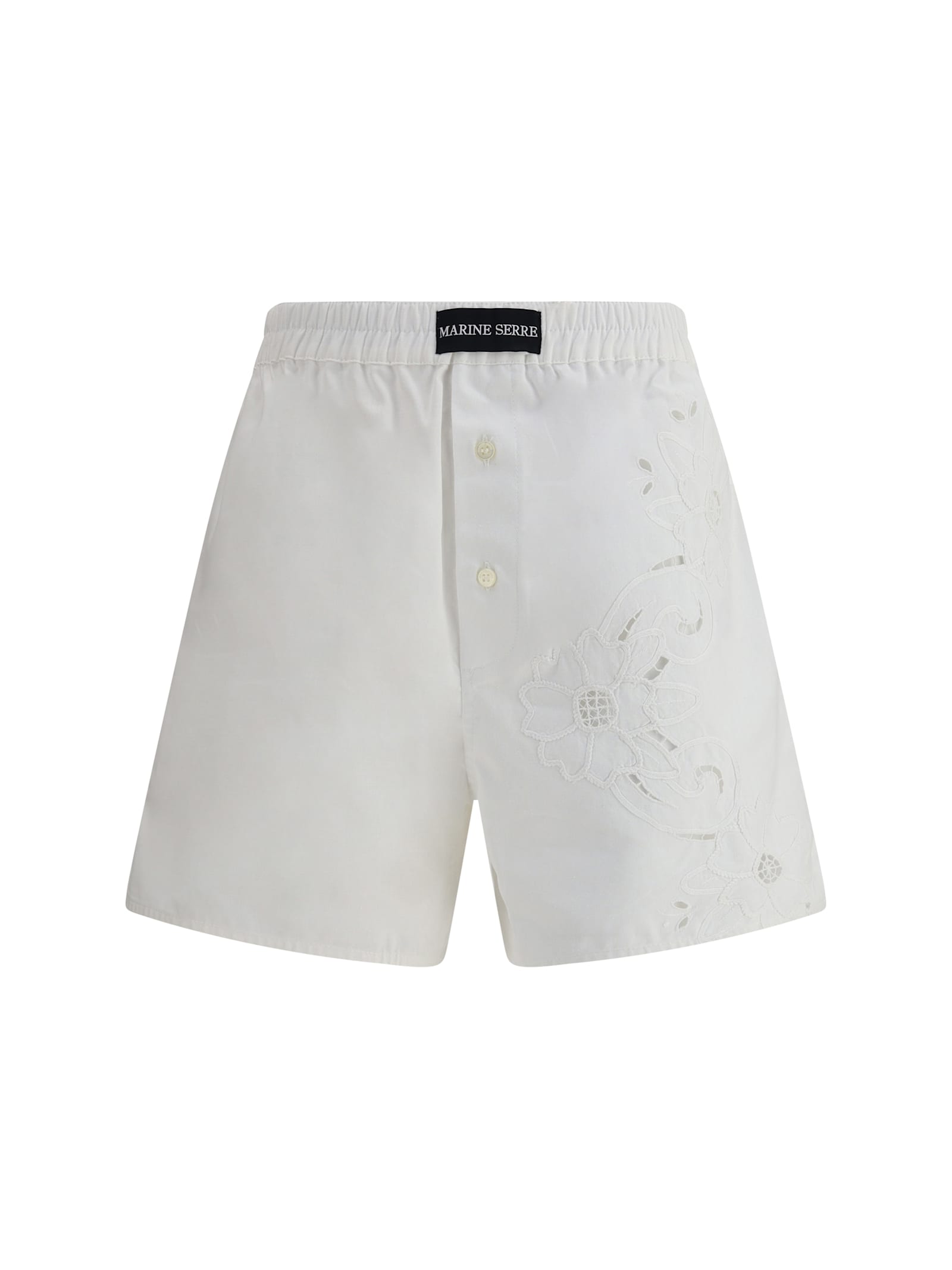 Shop Marine Serre Linen Shorts